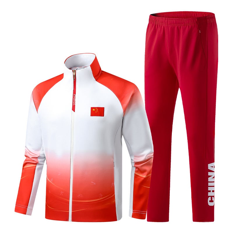 Chinese Team Coat Children'S Training Uniform Long-Sleeved Cardigan Top Martial Arts Coach National Uniform Sports Sweater Printing - Image 1